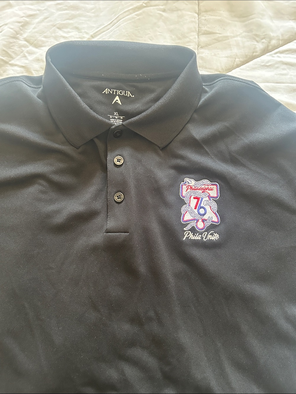 76ers Black Polo by Antigua